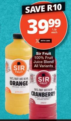 Sir Fruit 100% Fruit Juice Blend Orange - Apple