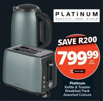 Platinum Kettle & Toaster Breakfast Pack Assorted Colours