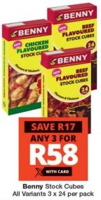 Benny Stock Cubes - Chicken Flavoured, Beef Flavoured, 24 cubes per pack