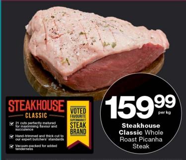 Steakhouse Classic Whole Roast Picanha Steak per kg 