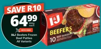 I&J Beefers Frozen Beef Patties 500g