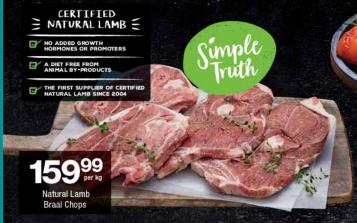 Simple Truth Natural Lamb Braai Chops 1kg