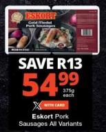 Eskort Gold Medal Pork Sausages 375gm 