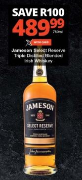 Jameson Select Reserve Triple Distilled Blended Irish Whiskey 750 gm 