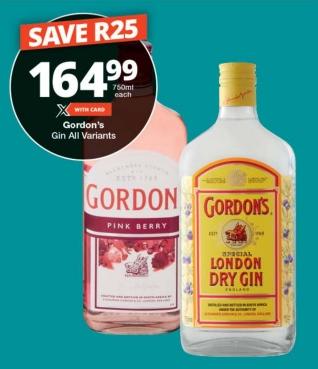 Gordon's Pink Berry and Gordon's Original London Dry Gin 750 ml 