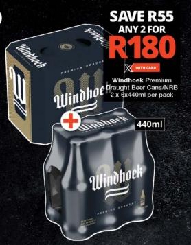 Windhoek Premium Draught Beer Cans/NRB 2 x 6x440ml per pack