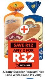 Albany Superior Regular/Thick Slice White Bread 2x700gm