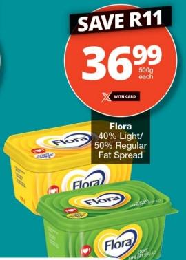 Flora 40% Light/50% Regular Fat Spread 500gm 