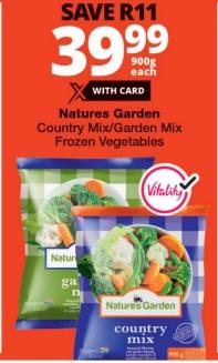 Natures Garden Country Mix/Garden Mix Frozen Vegetables 900gm