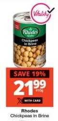 Rhodes Chickpeas in Brine 410gm