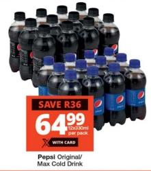 Pepsi Original/Max Cold Drink 12x330ml