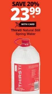 Thirsti Natural Still Spring Water 5Ltr