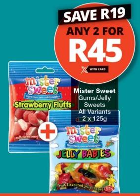 Mister Sweet Gums/Jelly Sweets 2x125g