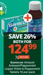 Gaviscon Antacid Aniseed/Peppermint Liquid 150ml & Peppermint Tablets 16 per pack