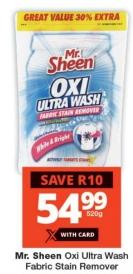 Mr. Sheen Oxi Ultra Wash Fabric Stain Remover 500 gm 