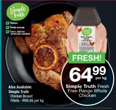 Simple Truth Fresh Free-Range Whole Chicken per kg 