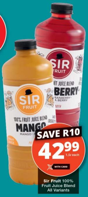 Sir Fruit 100% Fruit Juice Blend All Variants Each 1.5ltr