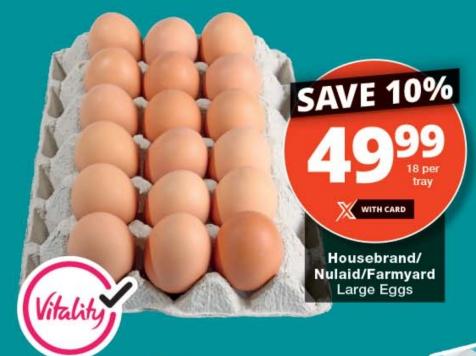 Housebrand/Nulaid/Farmyard Large Eggs 18per tray 