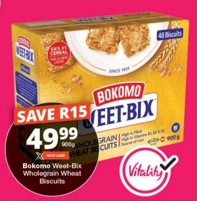 Bokomo Weet-Bix Wholegrain Wheat Biscuits 900gm