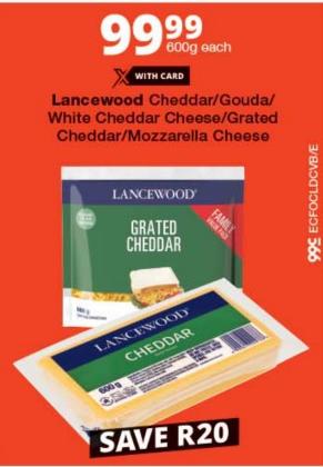 Lancewood Cheddar/Gouda/White Cheddar Cheese/Grated Cheddar/Mozzarella Cheese 600 gm 