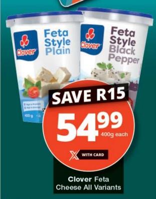 Clover Feta Style Plain and Clover Feta Style Black Pepper 400 gm 