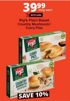 Fry's Plant-Based Country Mushroom/ Curry Pies