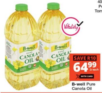 B-well Pure Canola Oil 2 Ltr 