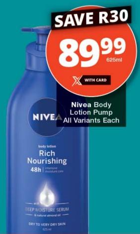 Nivea Body Lotion Pump all variants each 625ml 