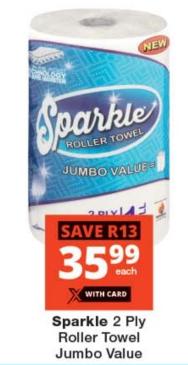 Sparkle 2 Ply Roller Towel Jumbo Value