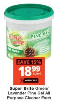 Super Brite Green/Lavender Pine Gel All Purpose Cleaner Each