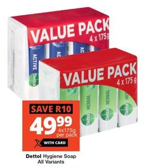 Dettol Hygiene Soap All Variants 4x175g Per Pack