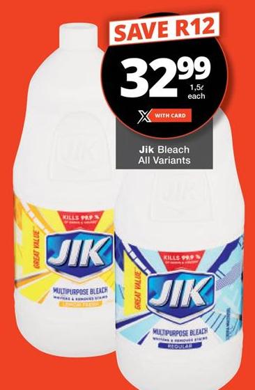 JIK BLEACH all variants 1,5L each