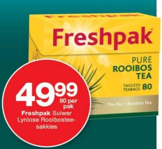 Freshpak Pure Rooibos Tea, Tagless Teabags 80s