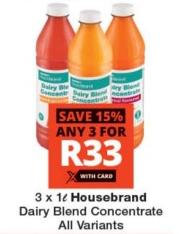 Housebrand Dairy Blend Concentrate All Variants 3x1ltr