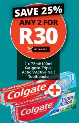 Colgate Triple Action/Active Salt Toothpaste