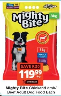 Mighty Bite Chicken/Lamb/Beef Adult Dog Food Each 8KG