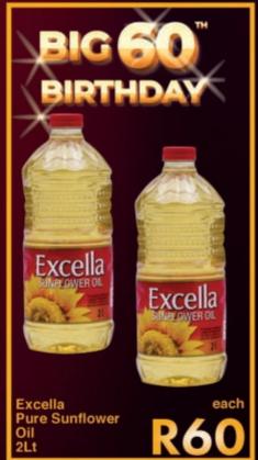 Excella Pure Sunflower Oil 2Lt