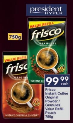 Frisco Instant Coffee Original Powder / Granules Value Refill Pouch 750g