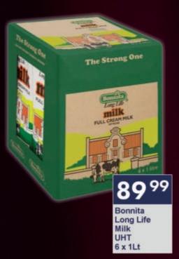 Bonnita Long Life Milk UHT Full Cream Milk 6x1lt