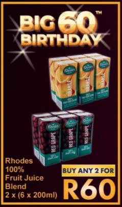 Rhodes 100% Fruit Juice Blend - Orange Any 2x(6x200ml)