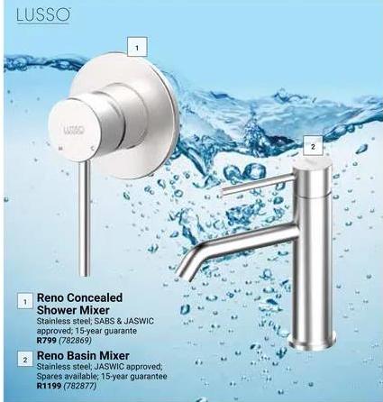 Reno Concealed Shower Mixer, Stainless steel; SABS & JASWIC approved; 15-year guarantee