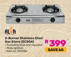 Alva 2-Burner Stainless Steel Gas Stove