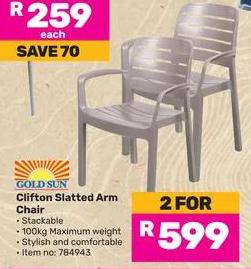 Gold Sun Clifton Slatted Arm Chair