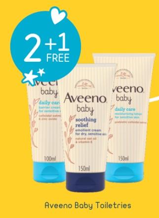 2+1 Free Aveeno Baby Daily Care and Soothing Relief Creams 150/100ml