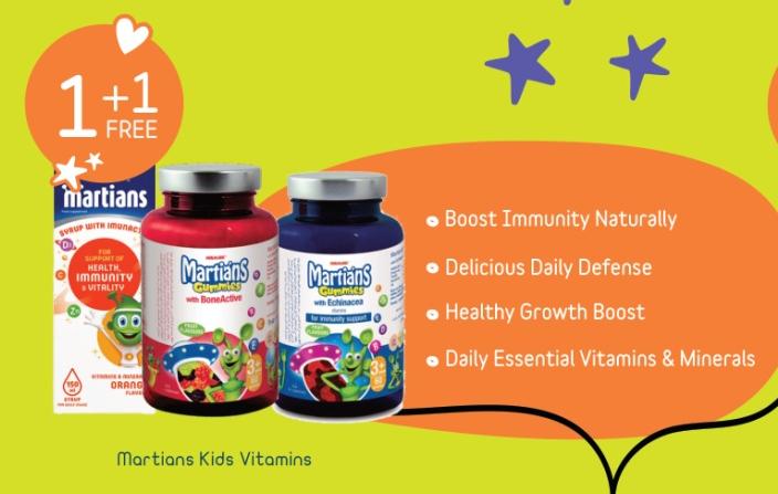 Martians Kids Vitamins - Boost Immunity Naturally, Delicious Daily Defense, Healthy Growth Boost, Daily Essential Vitamins & Minerals.