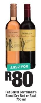 Any 2 Fat Barrel Barrelman's Blend Dry Red or Rosé 750ml