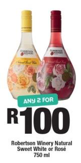 Any 2 Robertson Winery Natural Sweet White or Rosé 750ml