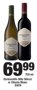 Durbanville Hills Shiraz or Chenin Blanc 750ml