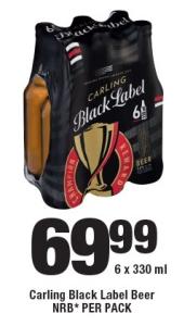 Carling Black Label Beer 6x330ml