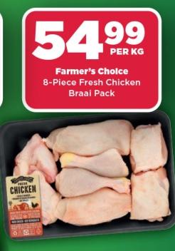 Farmer's Choice 8-Piece Fresh Chicken Braai Pack 1kg